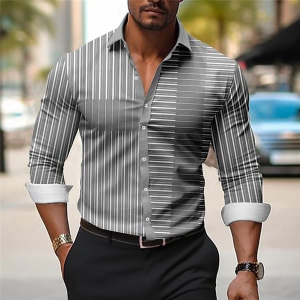 Camisa geométrico Design ejecutivo casual para hombre