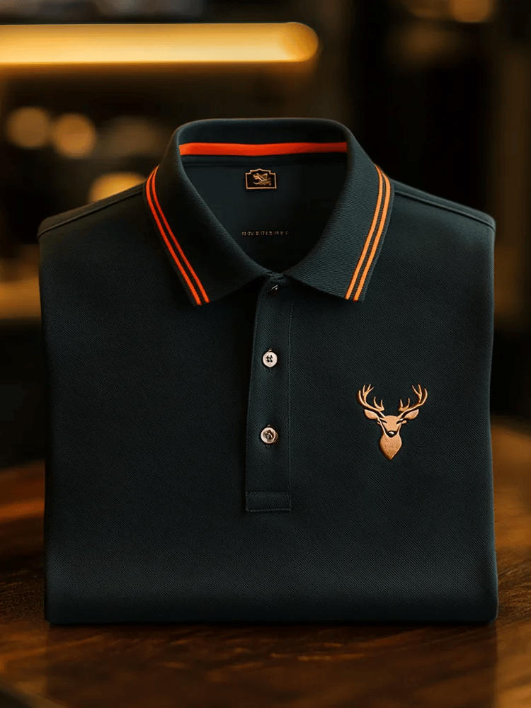 Camisa polo vintage ejecutivo de manga larga para hombre