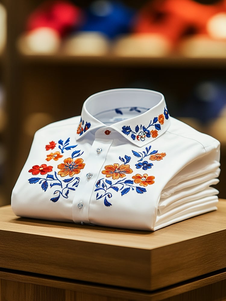 Camisa ejecutivo casual floral solapa de manga corta para hombre