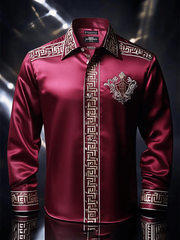 Camisa satén Luxe de manga larga con botones para hombre