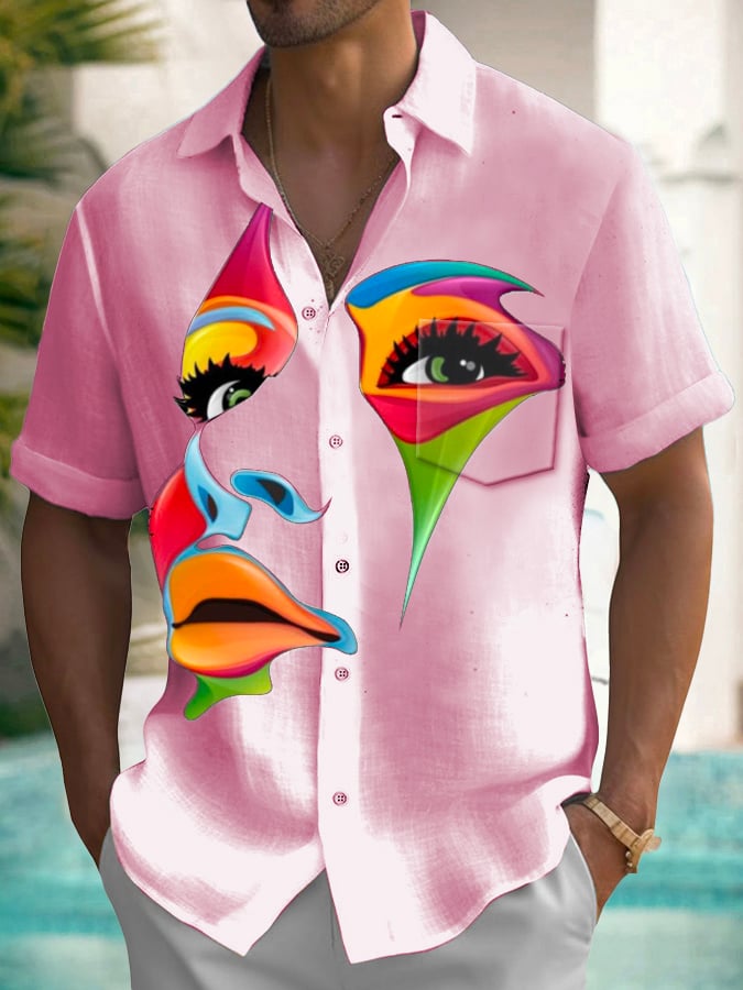 Camisa de moda Art Portrait estampado para hombre