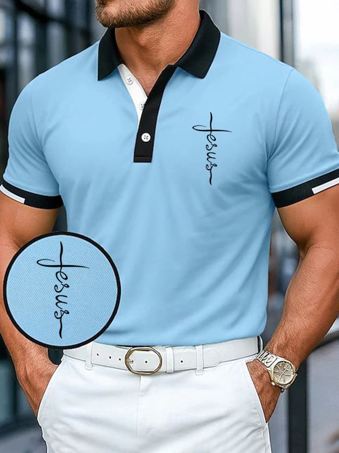 Casual Contrast Color Faith Polo para hombre