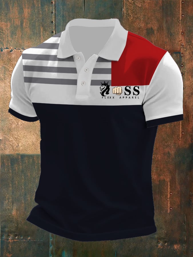 Casual retro ejecutivo Contrast Color Polo para hombre