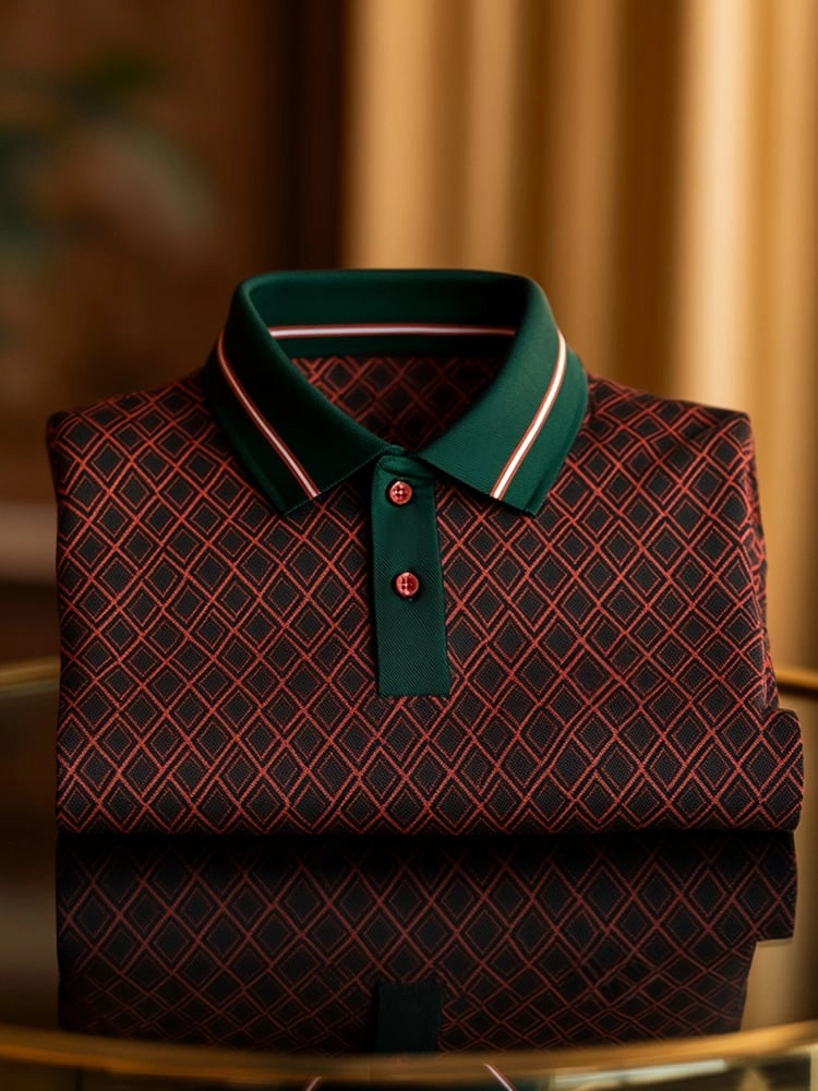 Camisa polo clásico ejecutivo Logo Button de manga corta para hombre