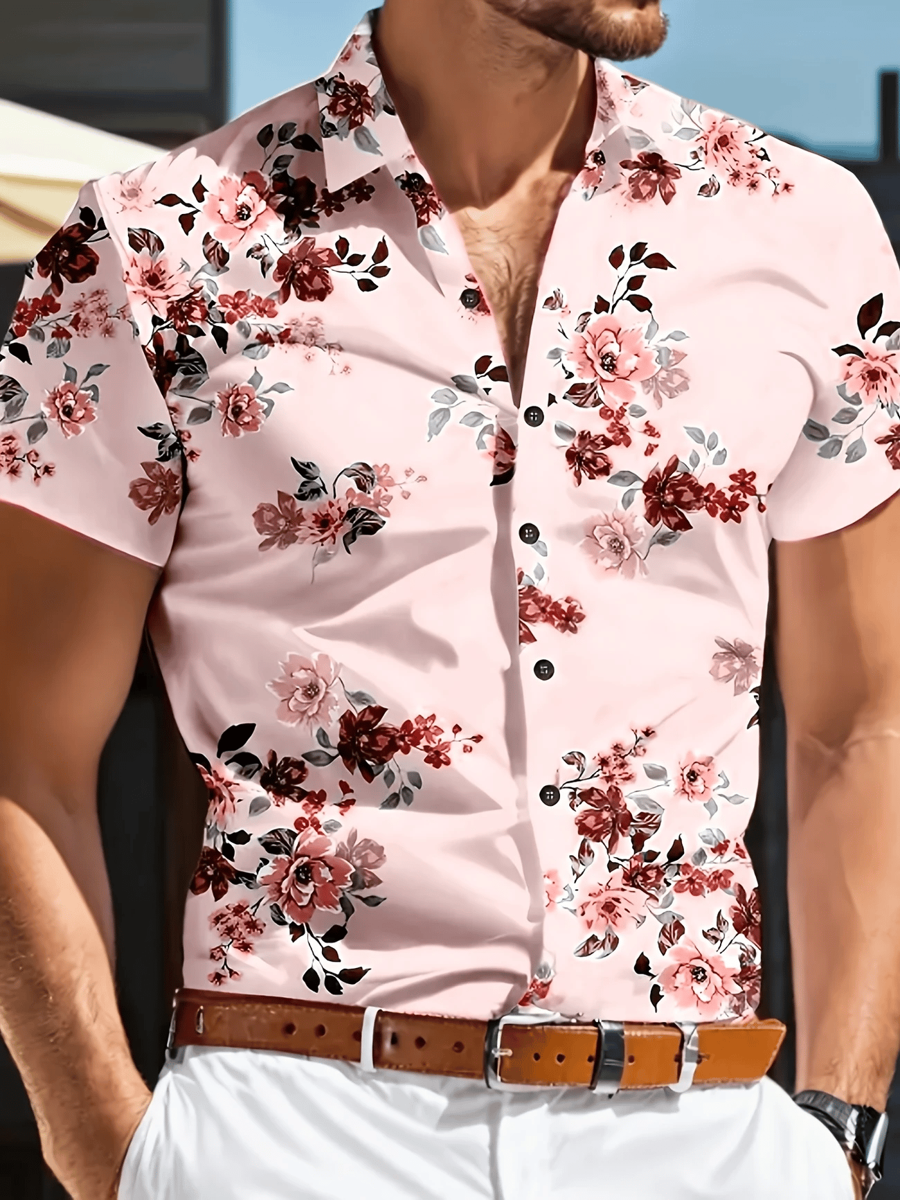 Camisa ejecutivo casual Button de manga corta para hombre