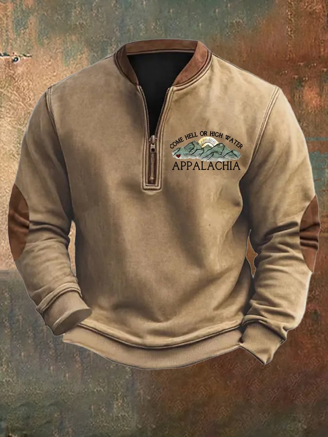Sudadera Appalachia Strong estampado Zip-Neck para hombre