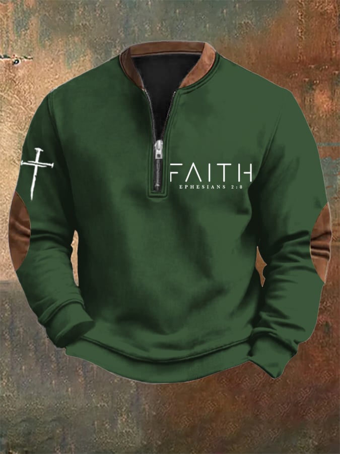 Sudadera Faith estampado Zip cuello para hombre
