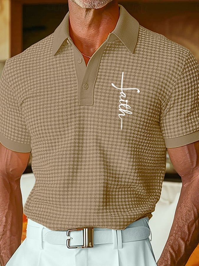 para hombre retro Faith Design estampado Comfortable And Breathable casual camisa polo