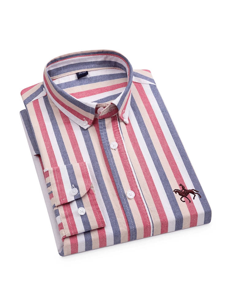 Camisa de algodón Oxford de manga larga ejecutivo para hombre