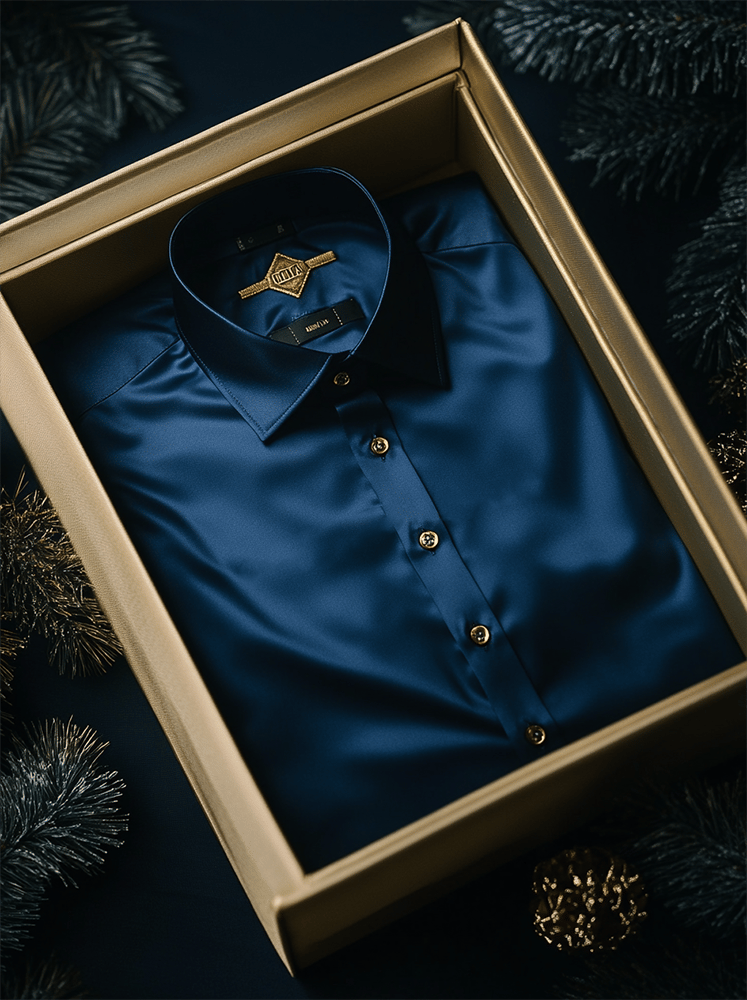 Camisa satén Luxe de manga corta para hombre