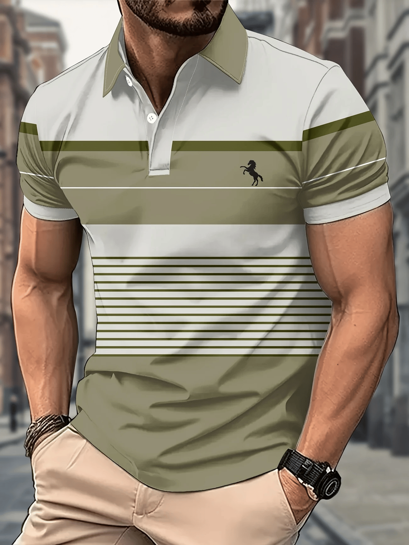 Camisa polo ejecutivo Logo con botones de manga corta para hombre