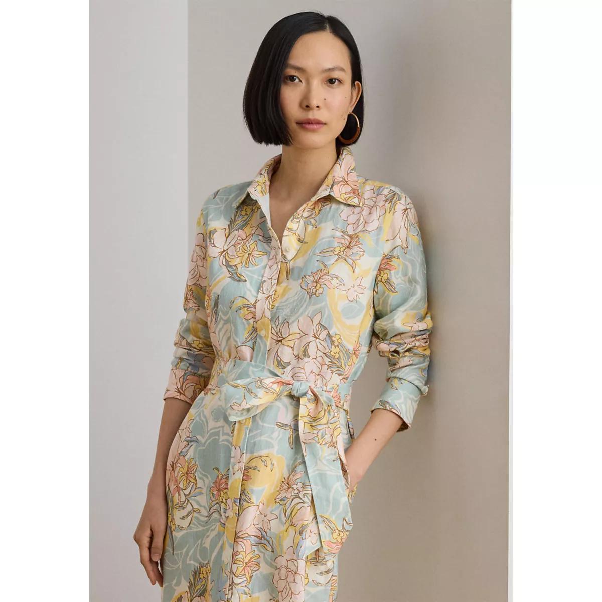 Petite Floral Linen Shirtdress - 4