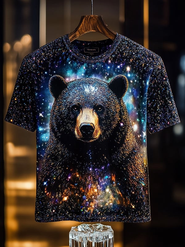 Camiseta ejecutivo Animal Sequin estampado de manga corta para hombre