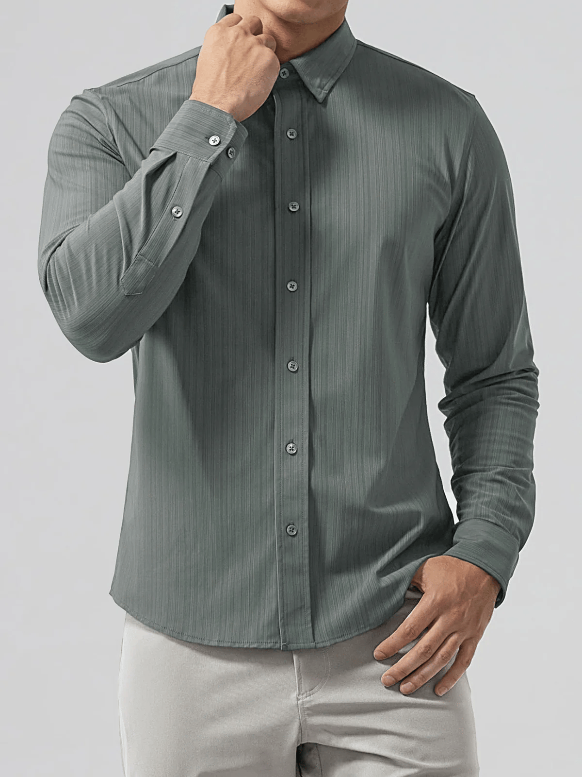 Camisa ejecutivo casual de manga larga para hombre