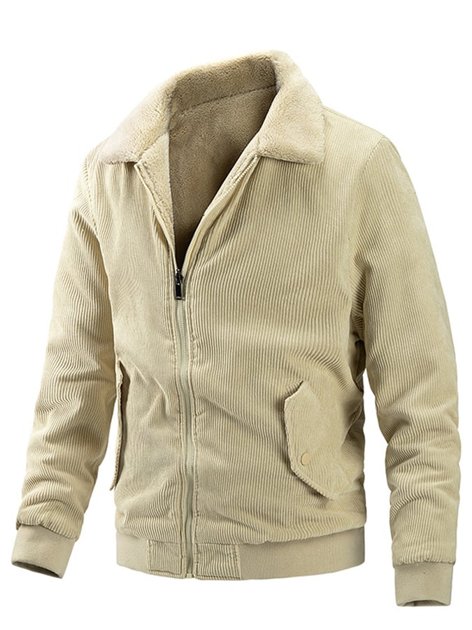 Chaqueta holgado casual solapa Plush para hombre