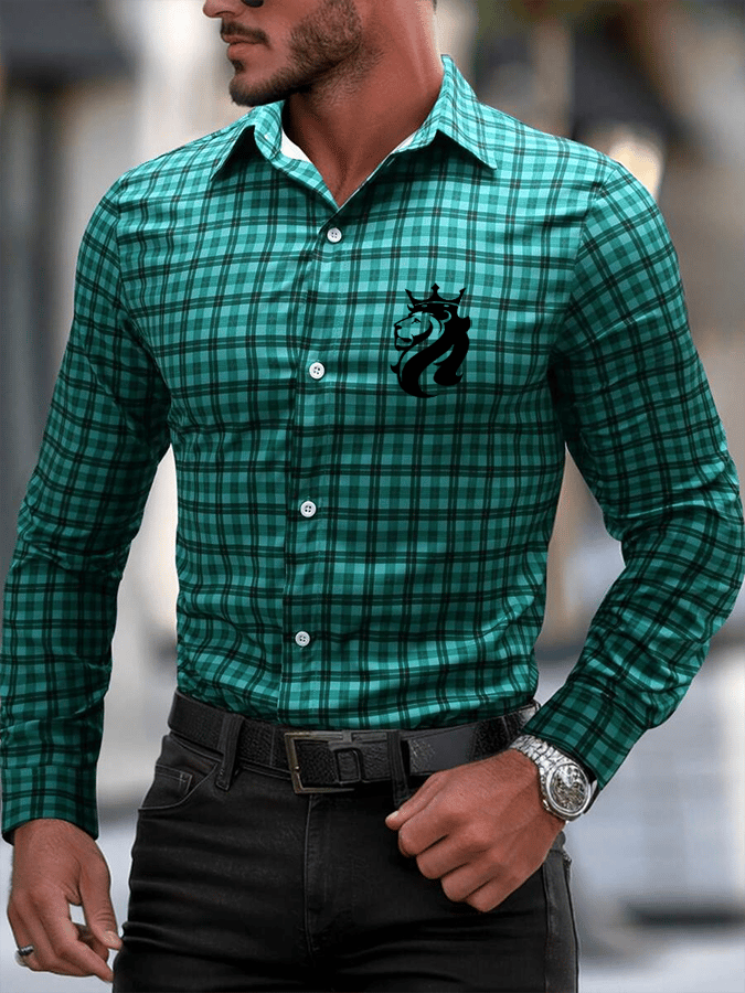 Camisa a cuadros ejecutivo casual para hombre