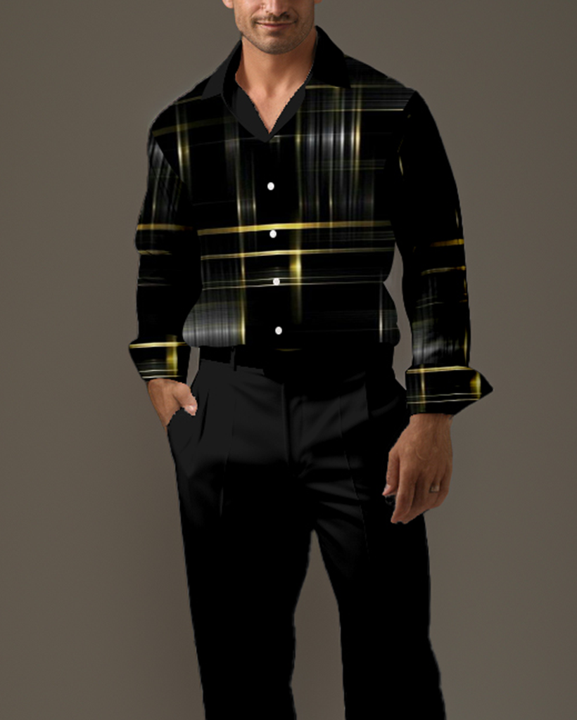 Camisa Gradient estampado de manga larga Walking Suit 529 para hombre