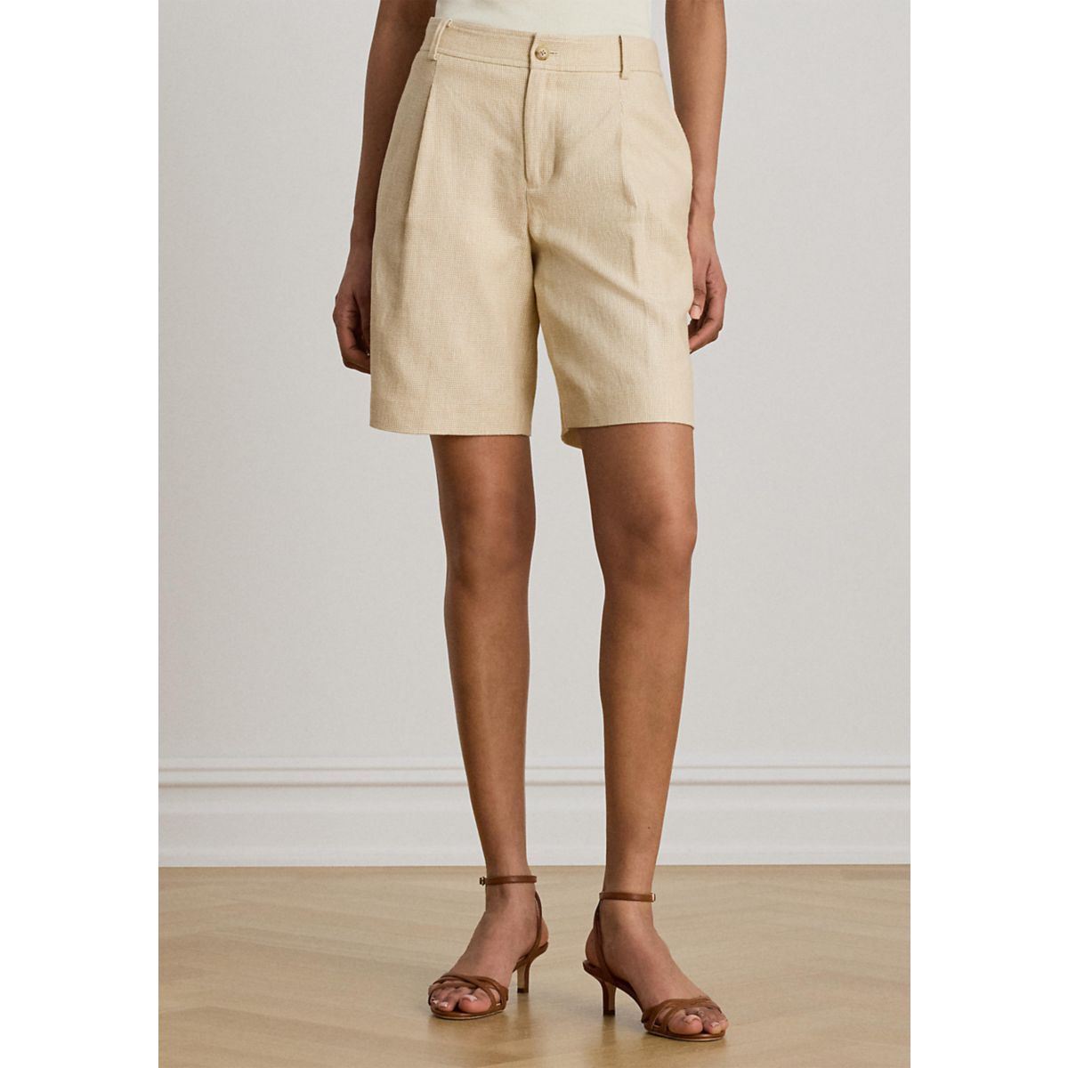 Pleated Linen-Cotton Tweed Bermuda Shorts - 1