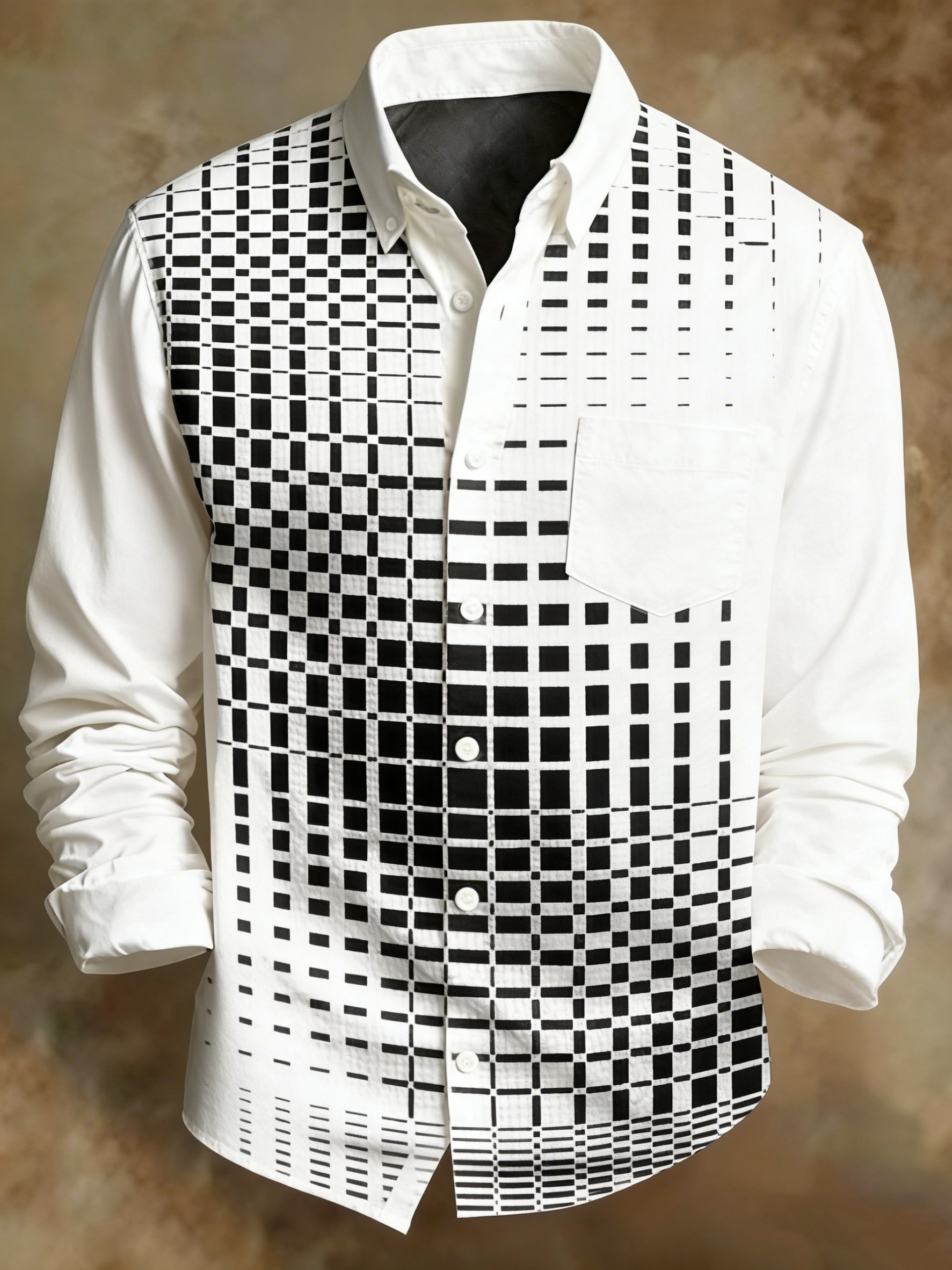 Camisa geométrico degradado Color Abstract Art Irregular para hombre