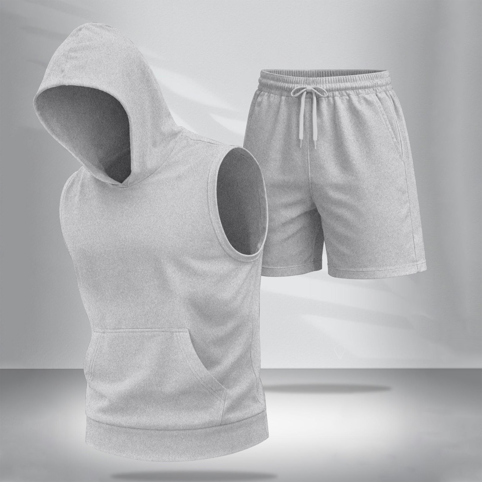 Shorts 2-Piece casual Set: 5-Color Hooded Vest & — Regular Fit, Athleisure Style, Sleeveless Top & shorts — Summer Apparel para hombre