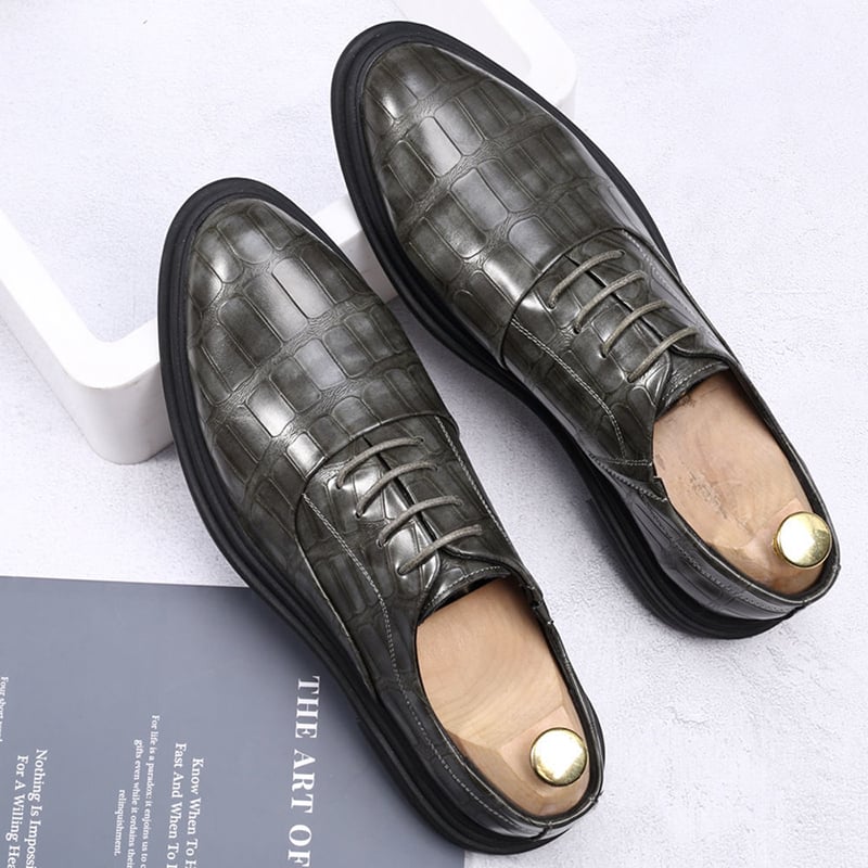 Zapatos Comfortable British ejecutivo Lace-Up Stone cuero para hombre