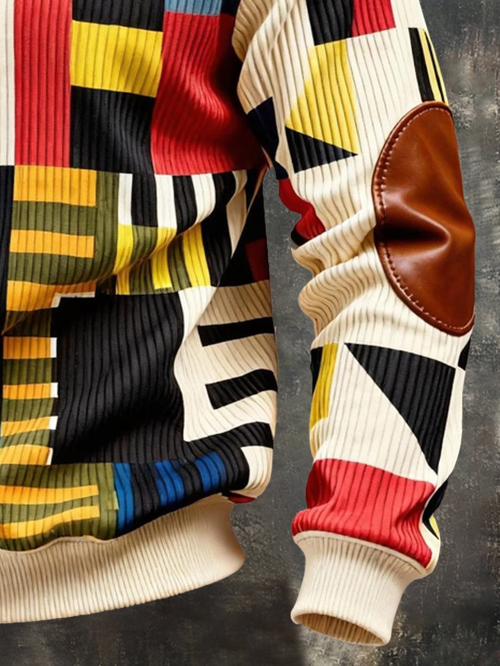 Sudadera vintage Color-Block estampado con cierre con gorrasucha para hombre