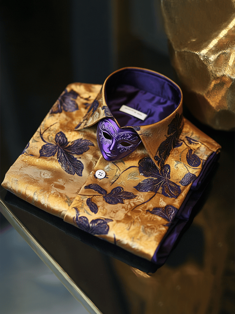 Camisa Carnival Luxe seda de manga larga para hombre