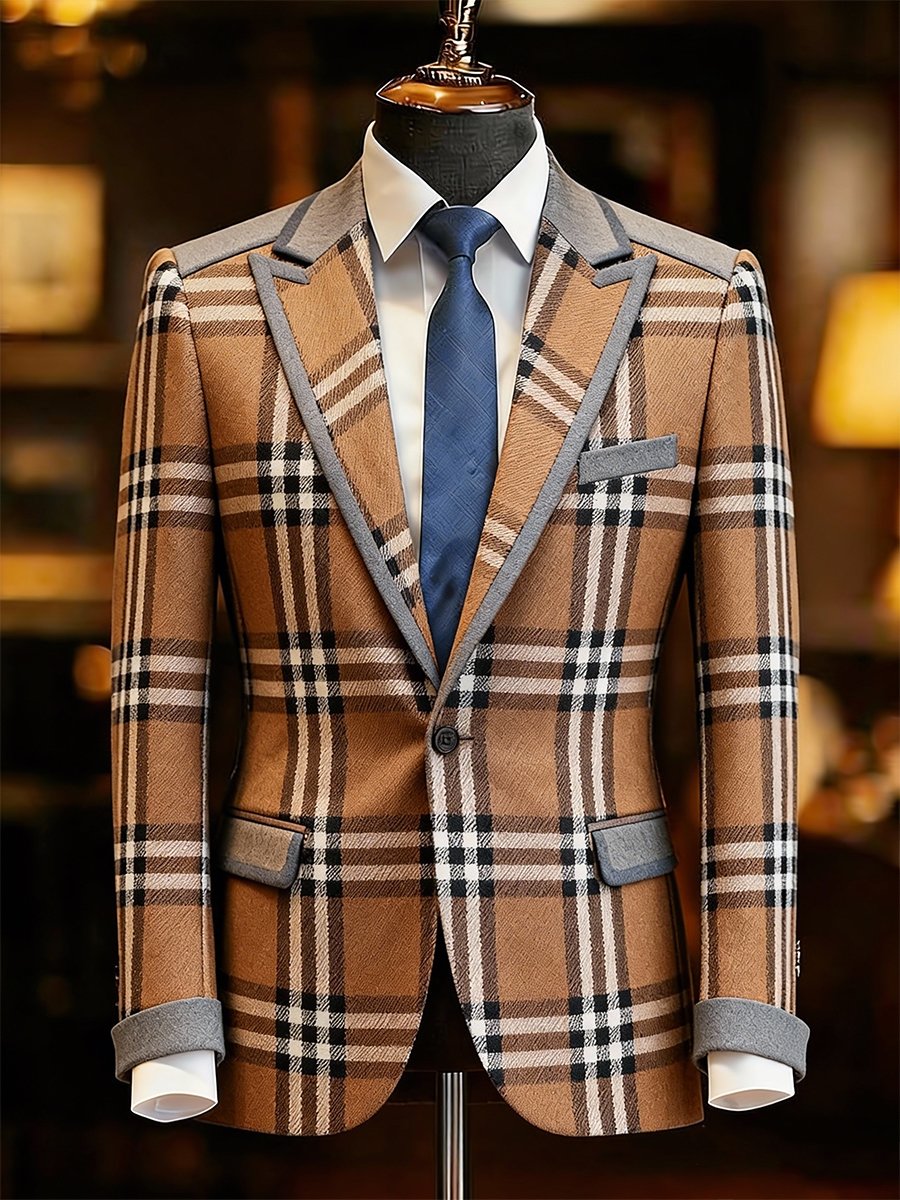 Chaqueta de lujo ejecutivo a cuadros Suit para hombre