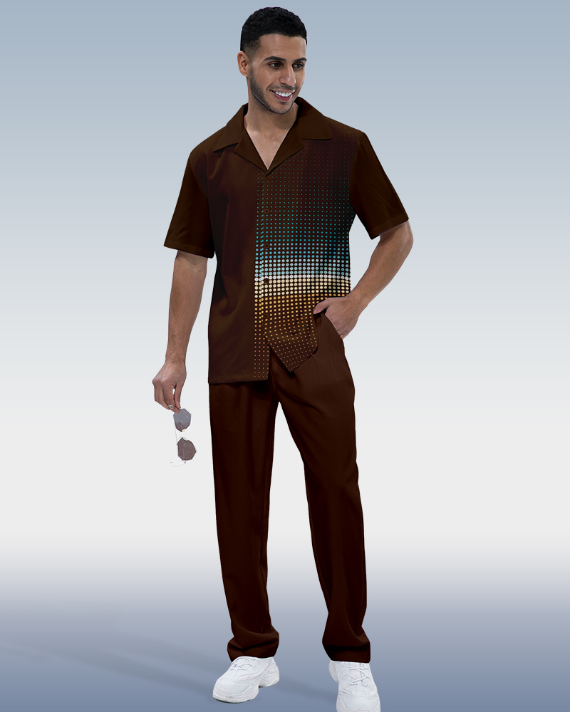 Rianmond a rayas estampado de manga corta Walking Suit 566 para hombre