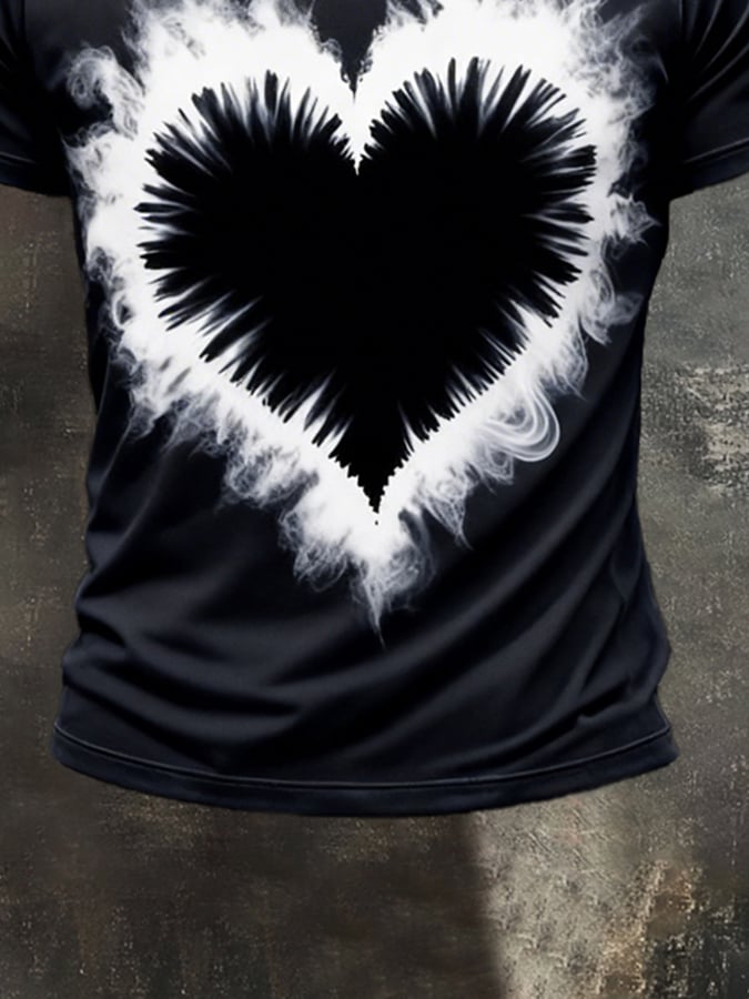 Camiseta retro estampado cuello redondo de manga corta para hombre
