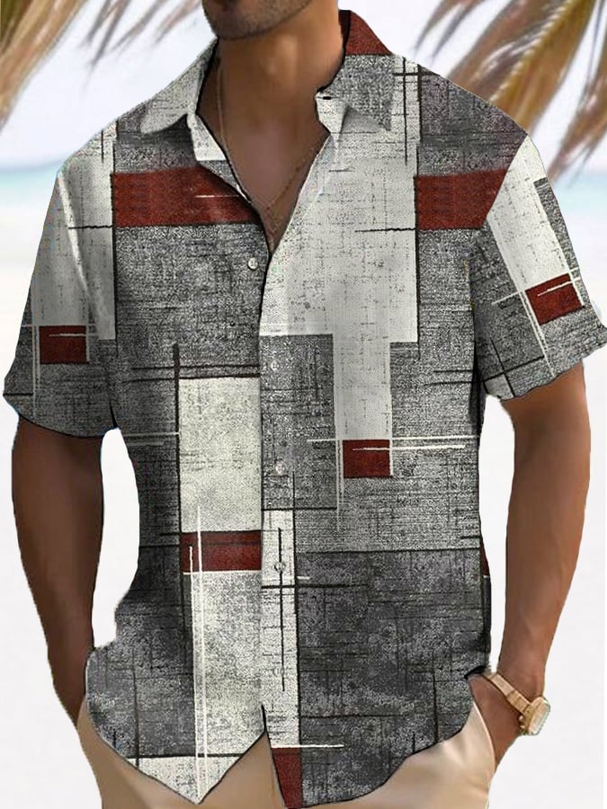 Camisa Geometry estampado casual para hombre