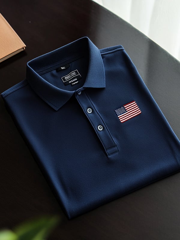Camisa polo clásico ejecutivo Flag Independence Day de manga corta para hombre