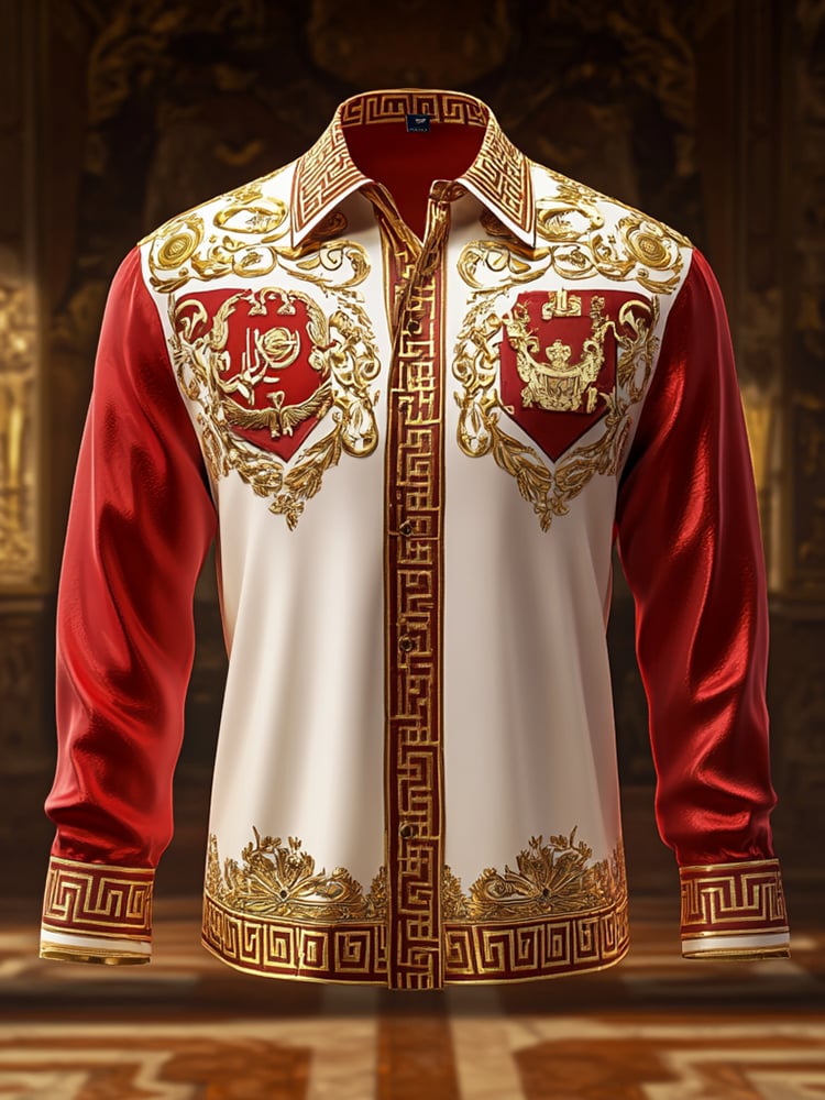 Camisa satén Luxe de manga larga con botones para hombre