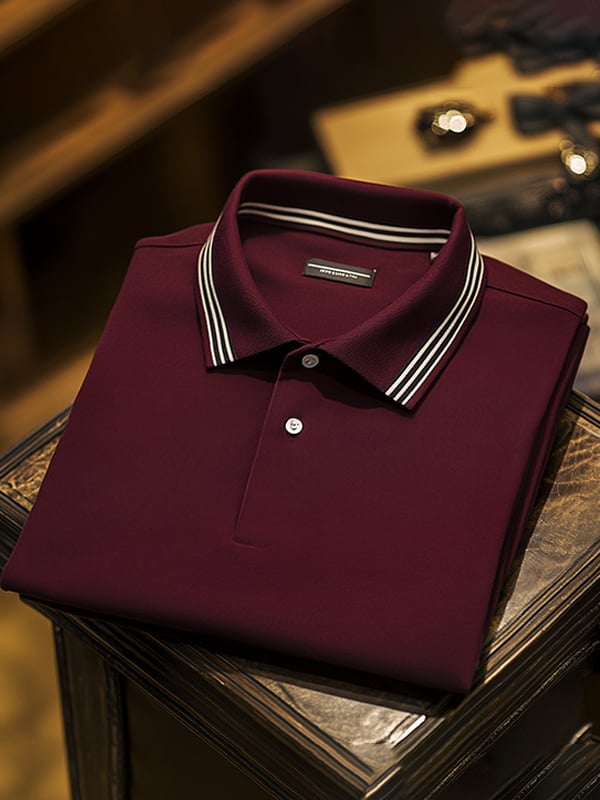 Camisa polo ejecutivo casual de color sólido solapa de manga corta para hombre