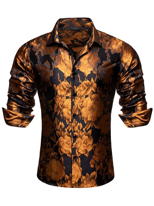 Camisa satén Luxe de manga larga con botones para hombre