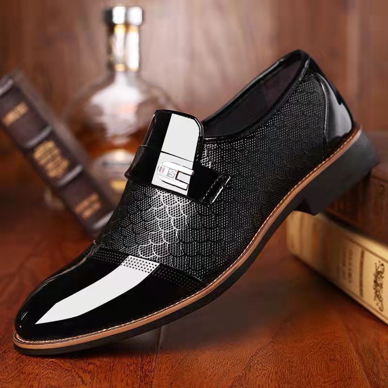 Mocasines ejecutivo formal casual Embossed Patchpara trabajo Faux cuero Patant zapatos para hombre
