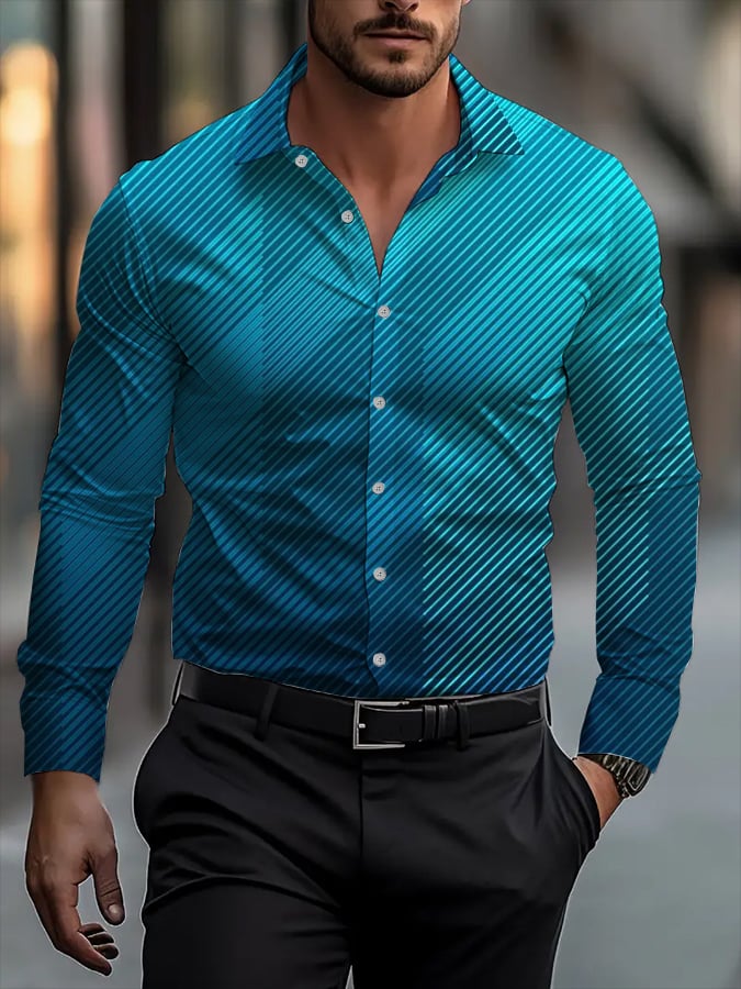 Camisa Street Style ejecutivo casual estampado de manga larga para hombre