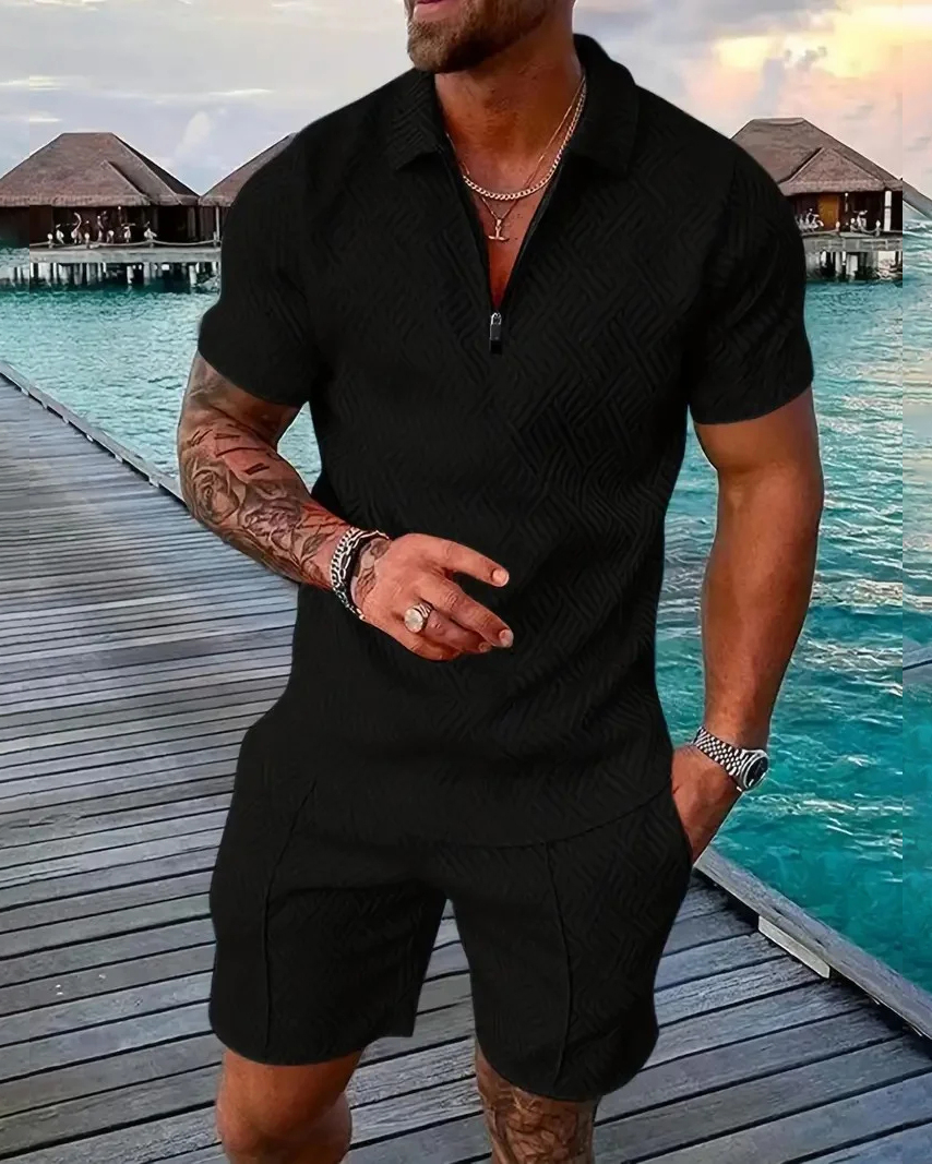 Camisa polo Suitmens para uso diario casual Collar Zipper Set 216 para hombre
