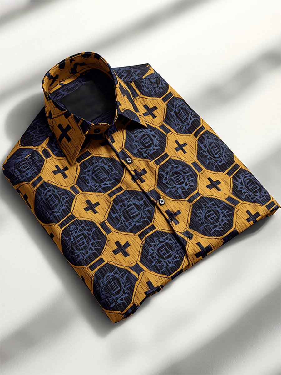 Camisa retro casual Faith ejecutivo de manga larga para hombre