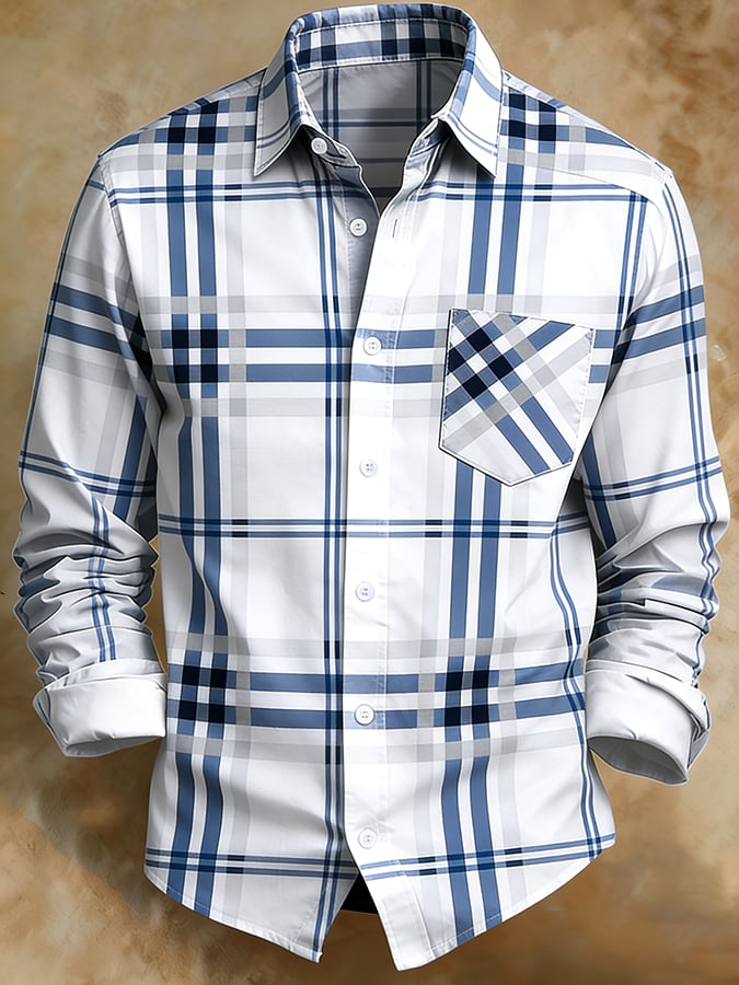 Camisa retro Abstract Art estampado Comfortable ejecutivo Style para hombre