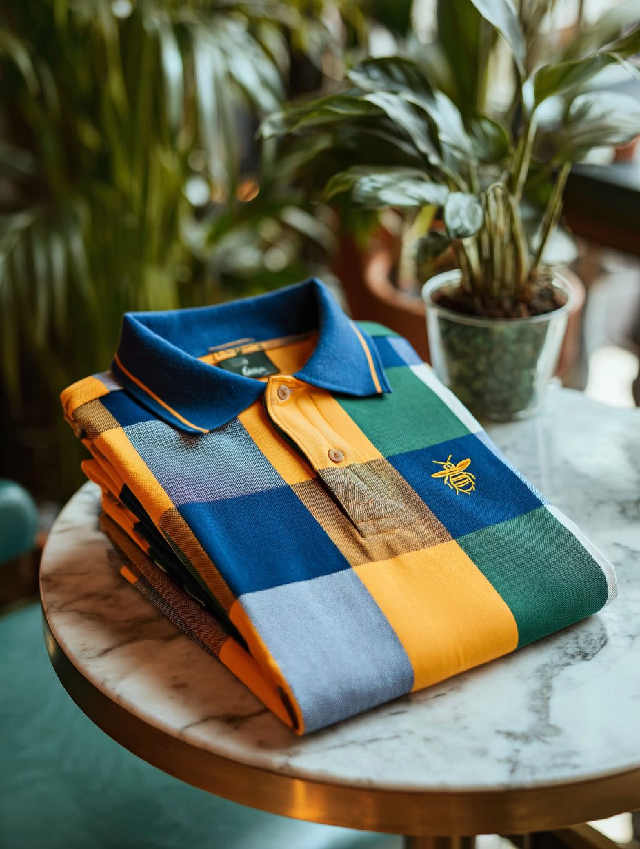 Camisa polo Check ejecutivo casual de manga corta para hombre