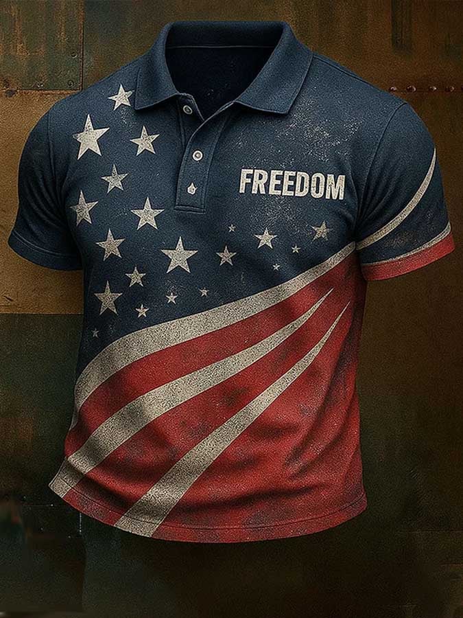 Camisa polo Freedom estampado casual para hombre