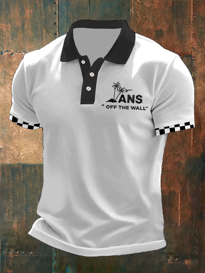 Camisa polo sports LOGO estampado contrast color casual para hombre