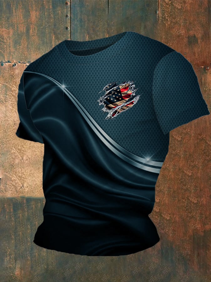 Camiseta Independence Day Flag estampado cuello redondo para hombre