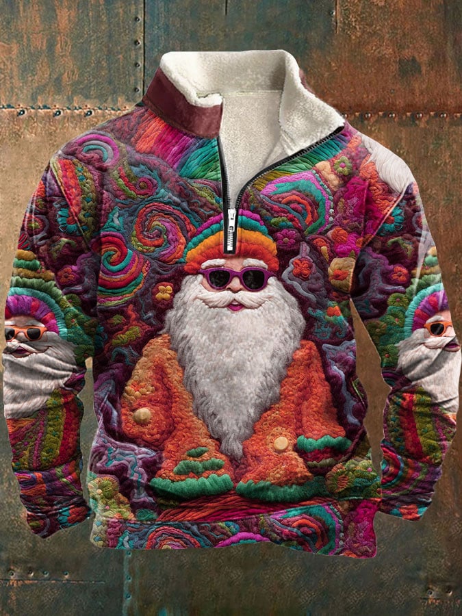 Sudadera vintage Santa estampado para hombre