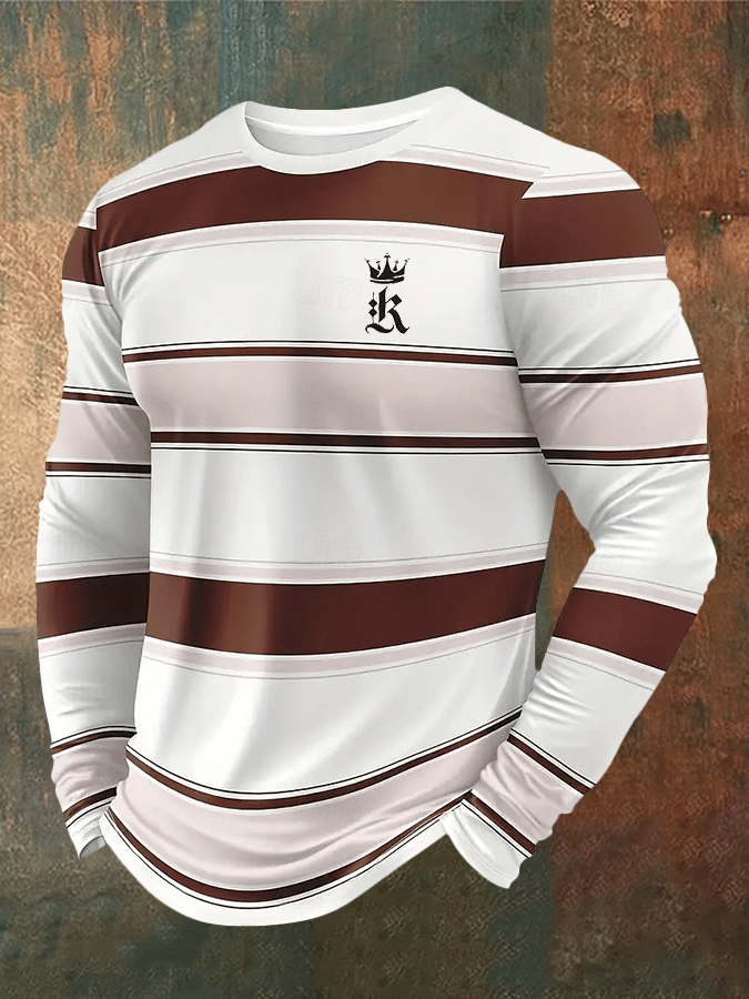 Camiseta ejecutivo casual estampado de manga larga para hombre