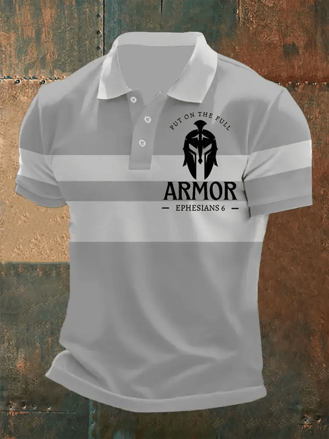 Camisa polo retro Faith casual estampado para hombre