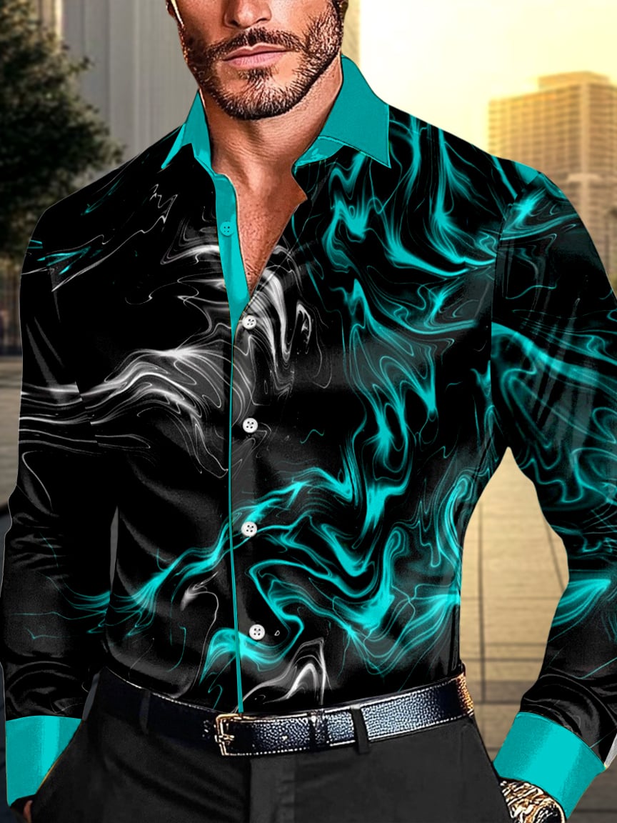 Camisa satén Luxe de manga larga con botones para hombre