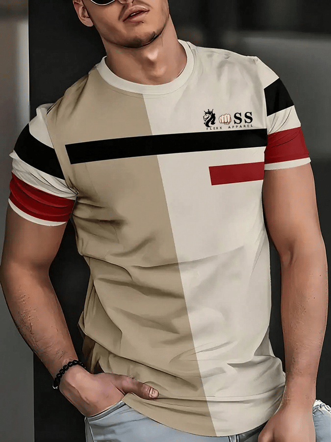 Camiseta retro Letter estampado cuello redondo para hombre
