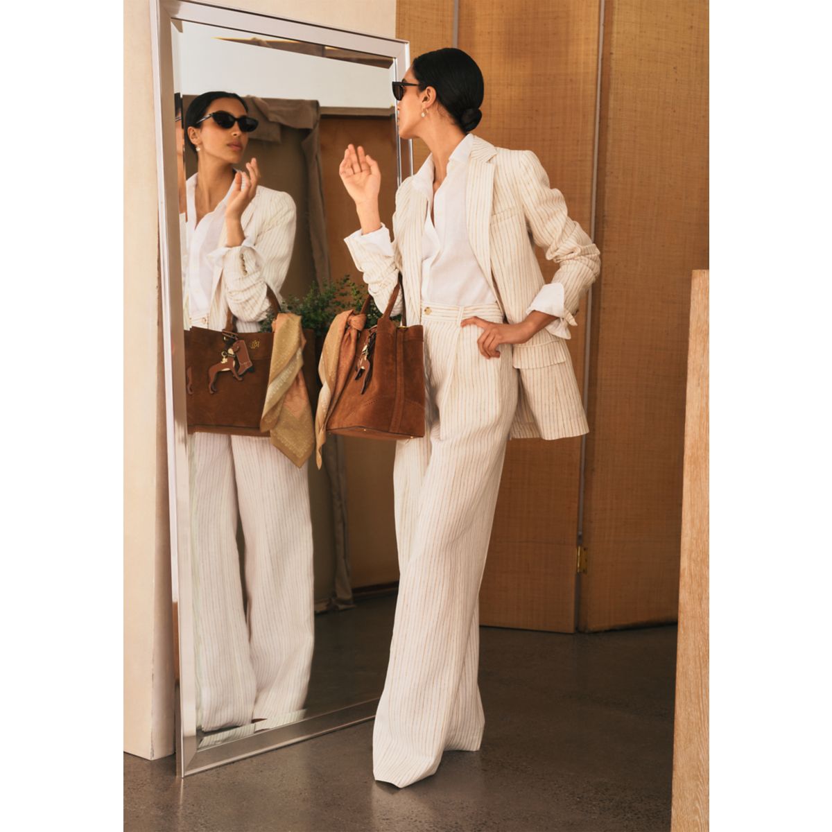 Pinstripe Linen Blazer - 5